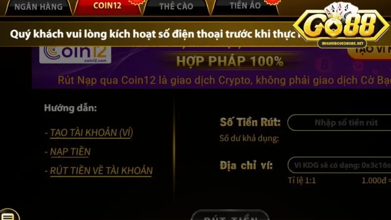 Rút tiền Go88 – Hướng dẫn từ A-Z