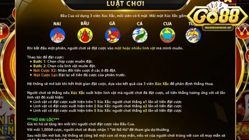 Cách tham gia bầu cua trực tuyến Go88 dễ dàng