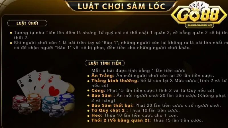 Hướng dẫn chơi sâm lốc online Go88 chi tiết