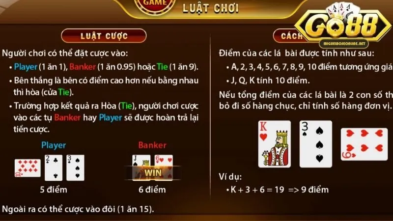 Hướng dẫn chơi Baccarat Go88 chi tiết